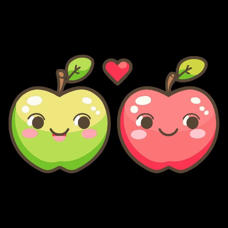 Apple Couple Love Heart Comic