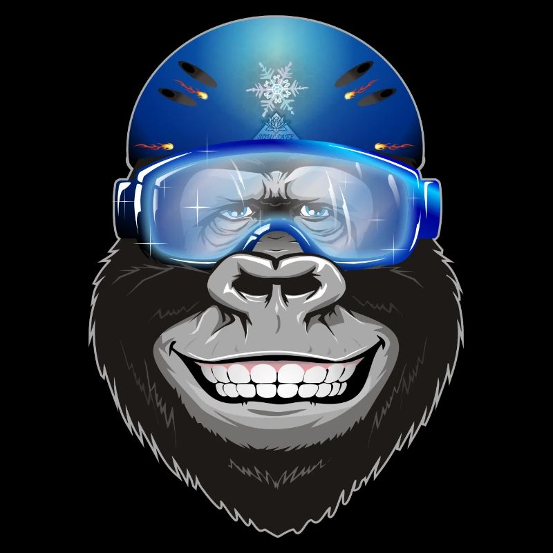 Gorilla with goggles and helmet