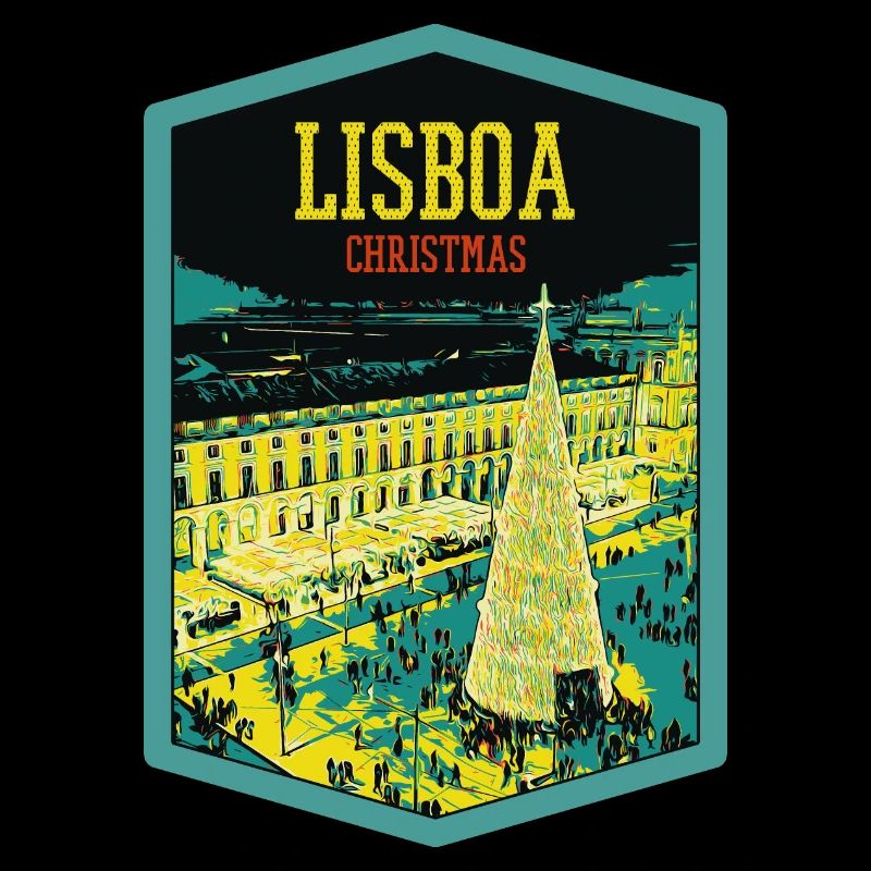 Illustration Commerce Square, Christmas in Lisbon