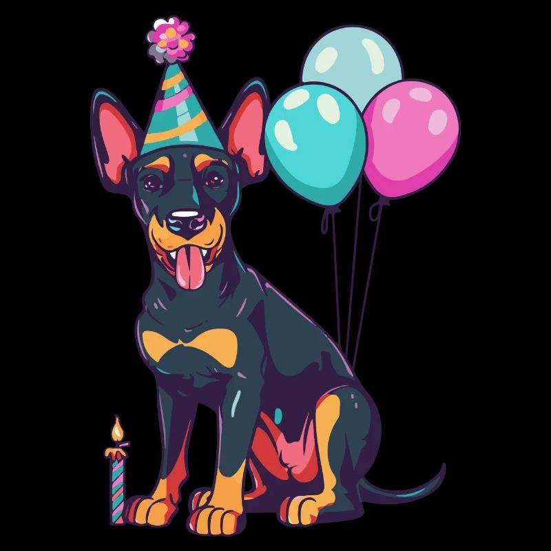 Dobermann Hund Geburtstag Comic