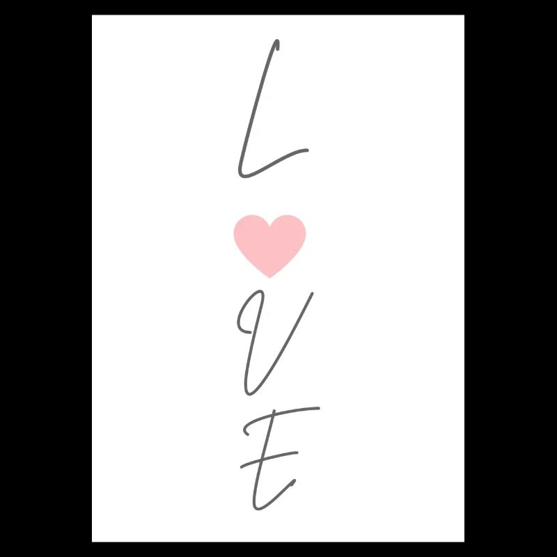 Love thin typography written vertically with heart