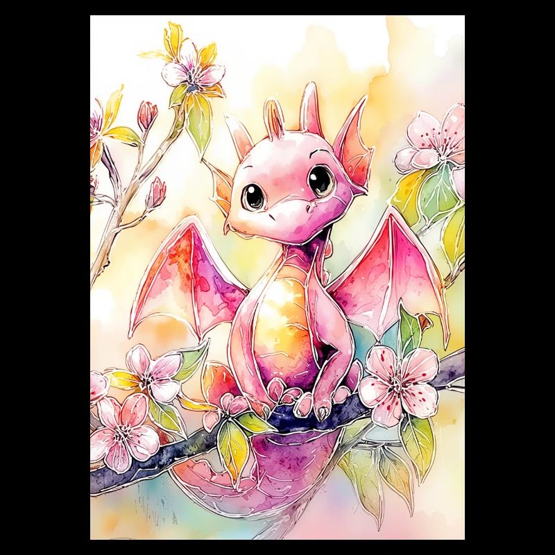 Blumen Aquarell Drache
