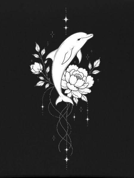 Floral dolphin and stars