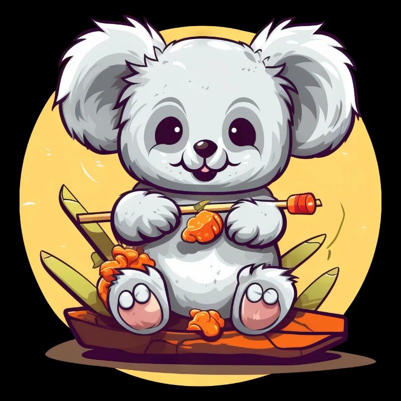 Clumsy koala with sushi