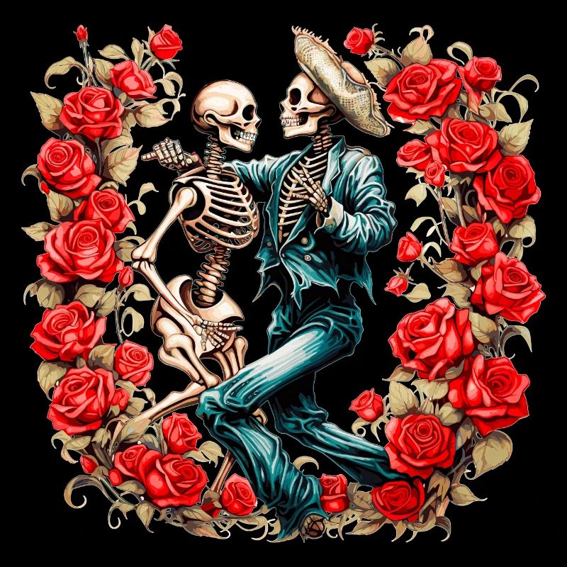 Dancing Skeletons with Roses