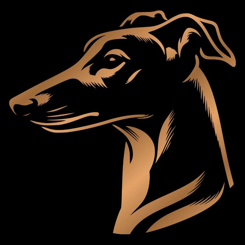 Whippet de lévrier, tête de chien, dessin bronze