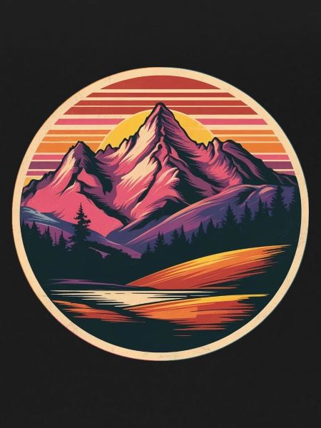 Retro Mountains Landscape