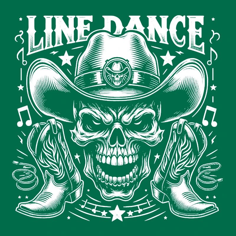 Line Dance Skull mit Stetson und Boots und Lasso