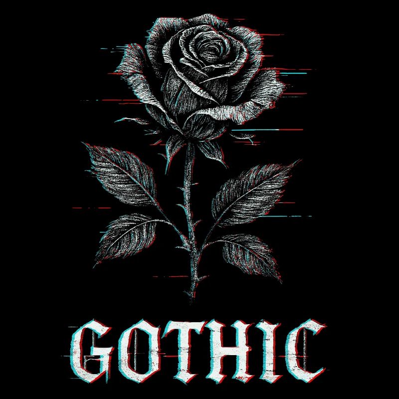 Rose gothique avec effet glitch