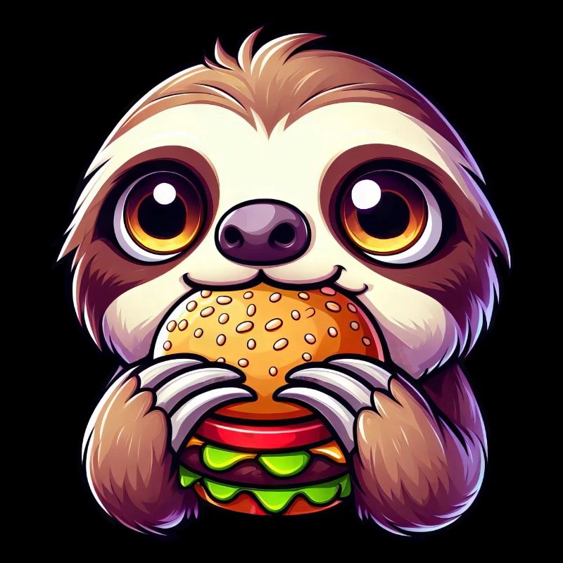 Funny Sloth Burger Cartoon Design