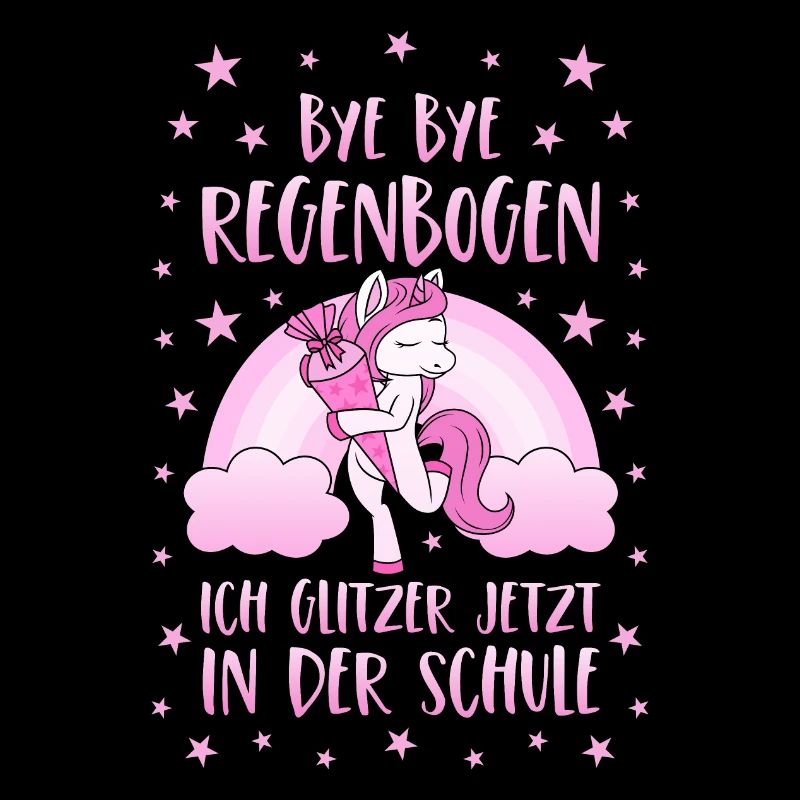 Einhorn Bye Bye Regenbogen Schule Glitzer rosa