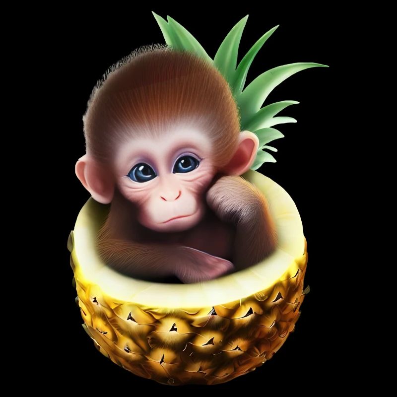 Petit singe dans un ananas