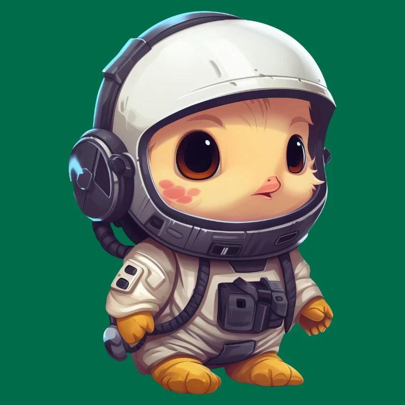Poulet poussin astronaute, cosmonaute dans l’espace