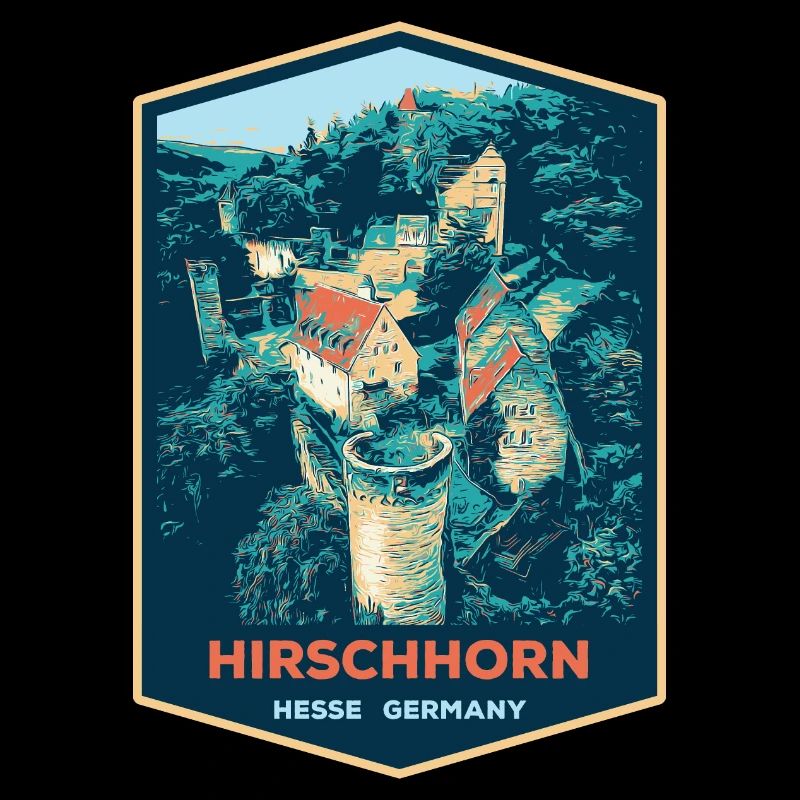 Illustration Hirschhorn Castle, Germany