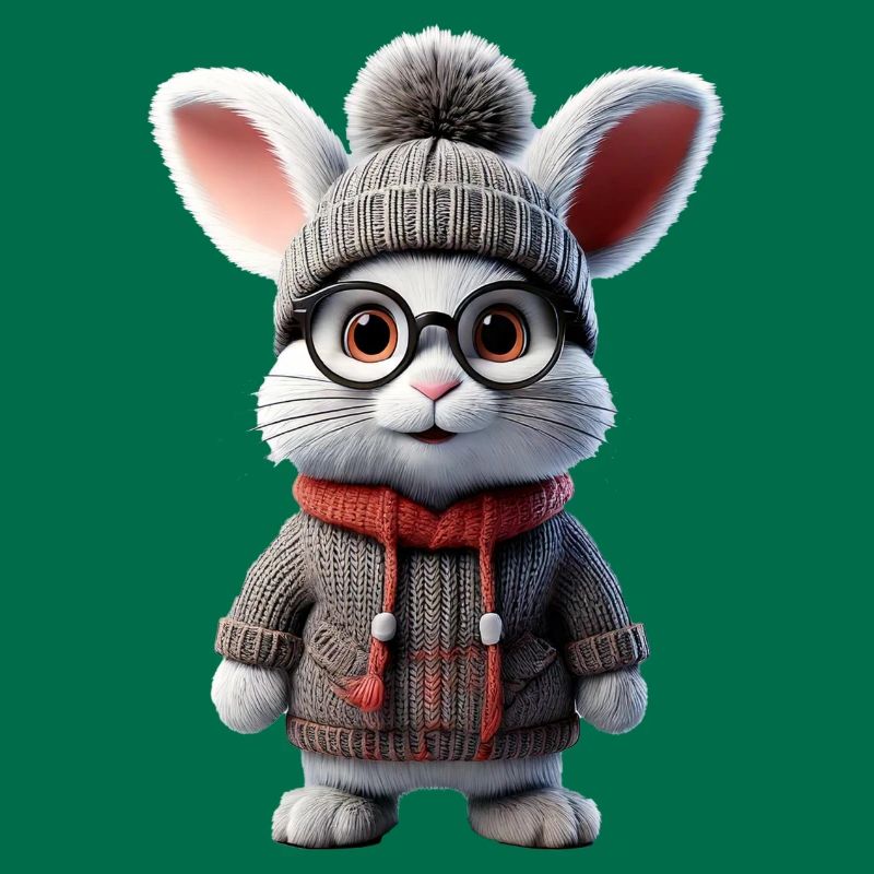 Mignon lapin avec pull tricoté
