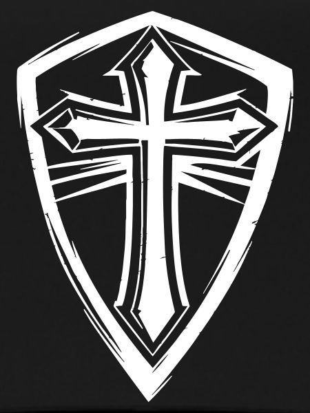 Cross symbol in shield design