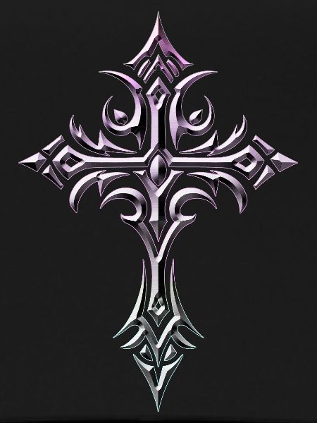 Crimson Lilac Ornate Cross