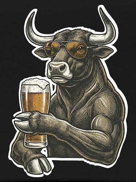 Cooler Stier Mit Bier