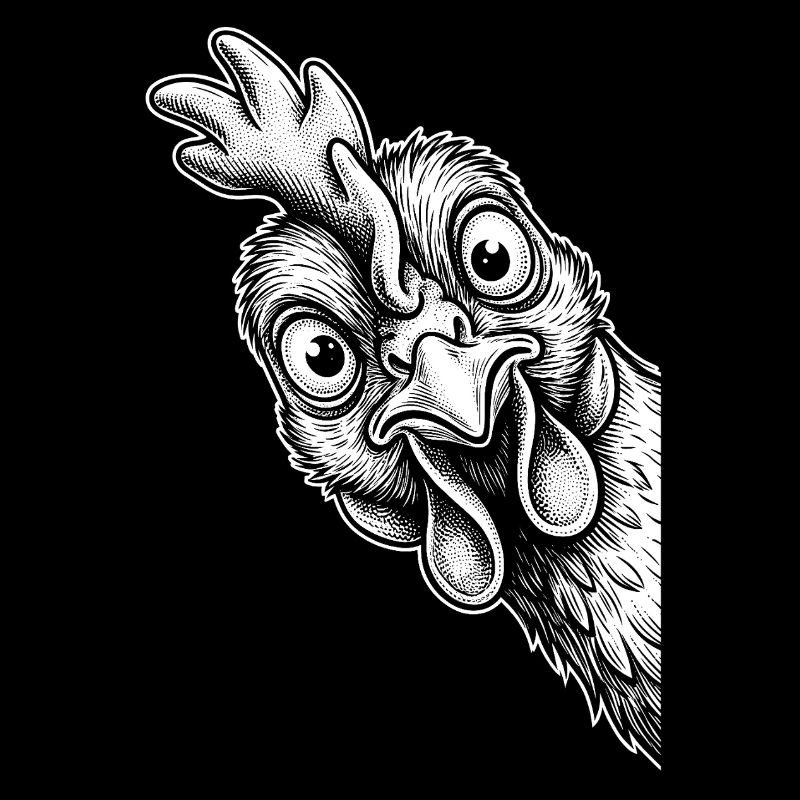 Funny peeking chicken