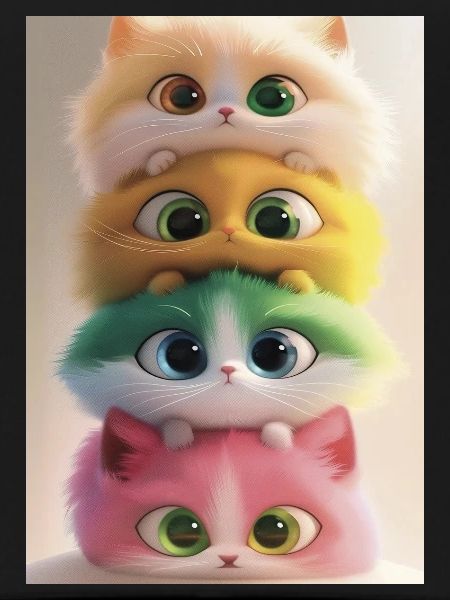 Stacked Rainbow Plush Cats