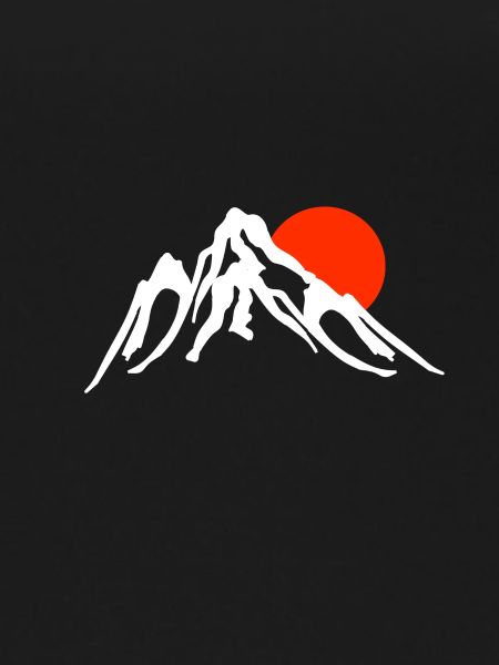 Mountain with red sun