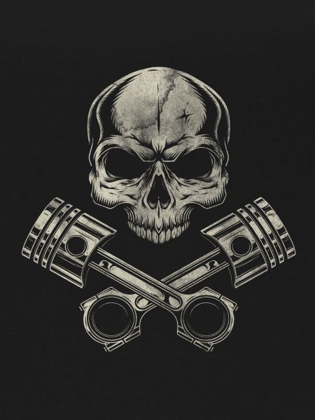 Skull with piston