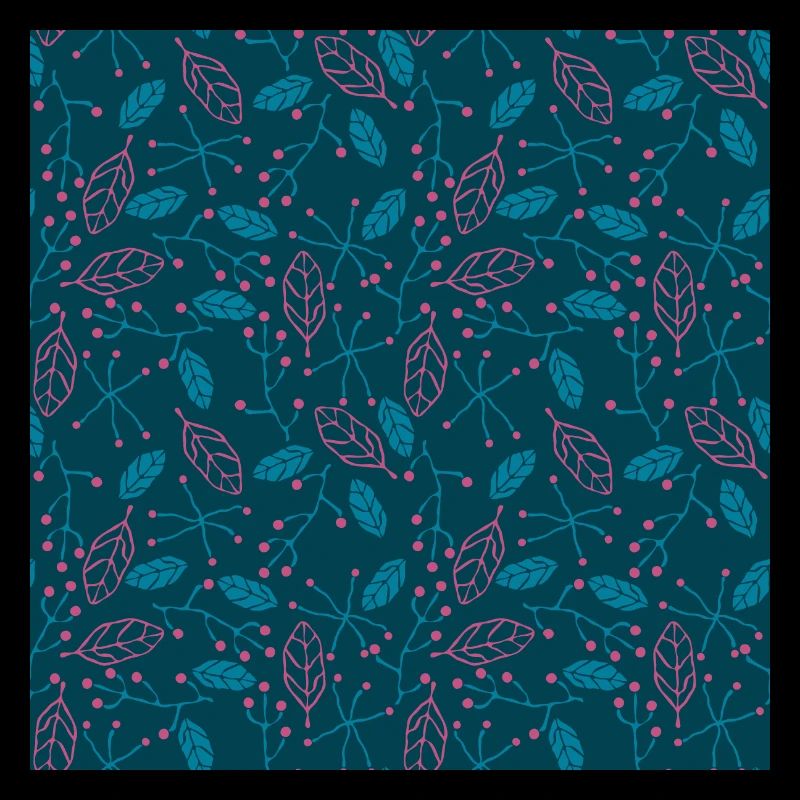 Leaves floral pattern pattern dark blue turquoise