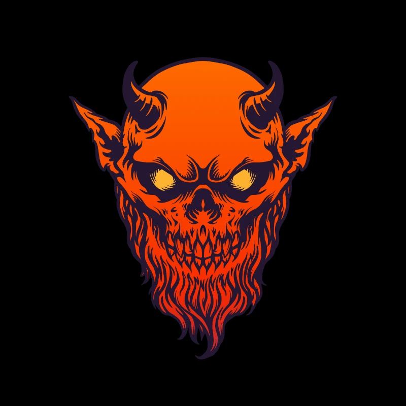 Devil Demon Red with Horn and Beard