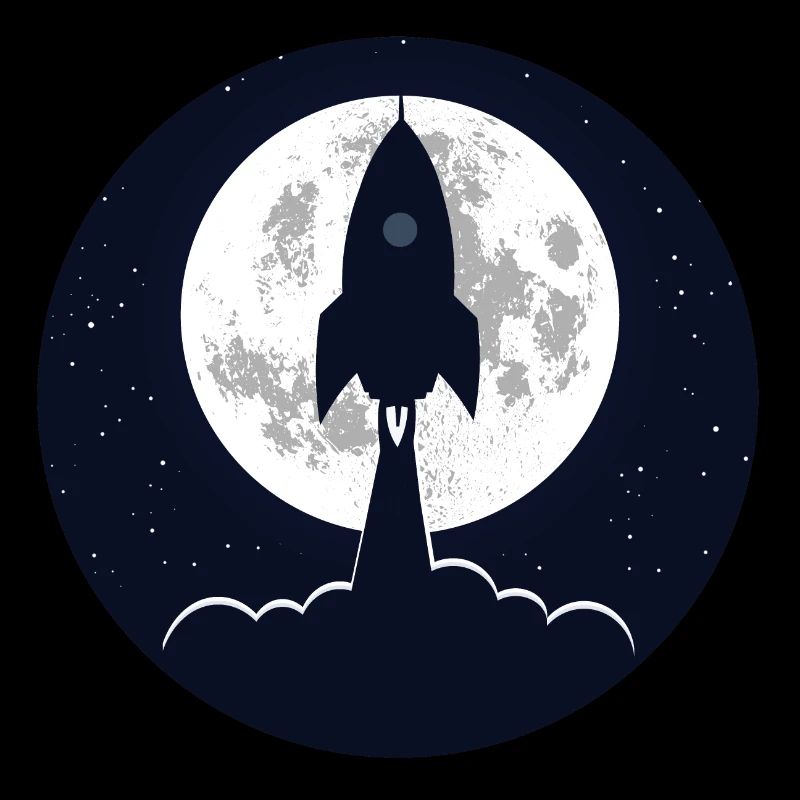 Round silhouette rocket lift off