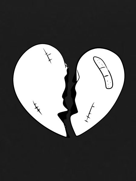 cartoon broken heart red