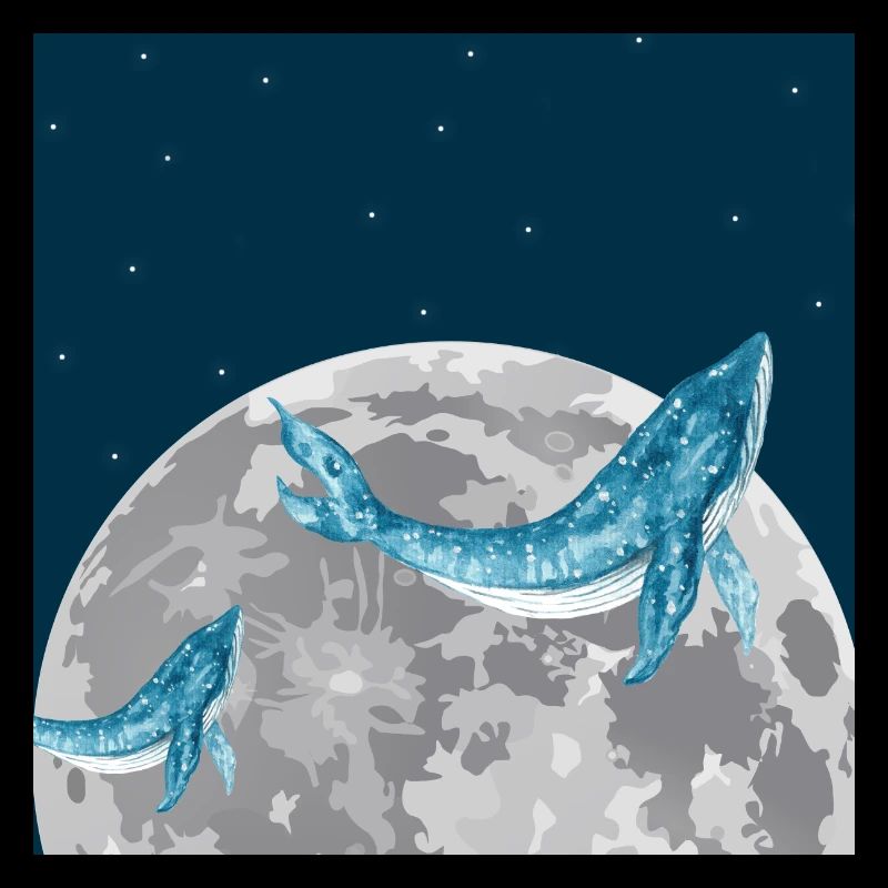 Baleine nage dans la lune