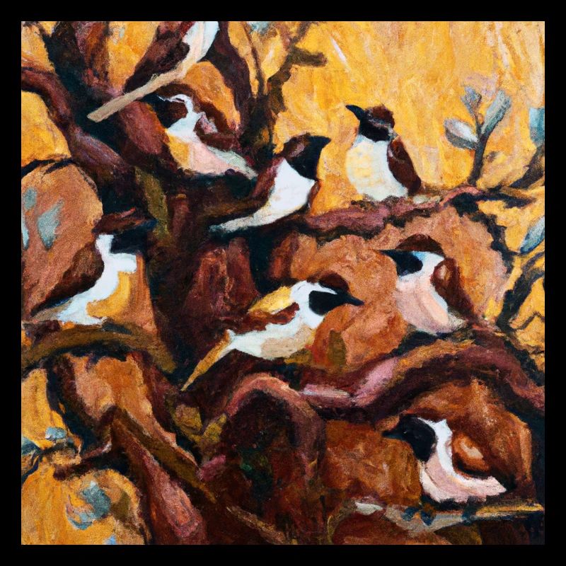 Oiseaux perchés sur les branches d’un arbre