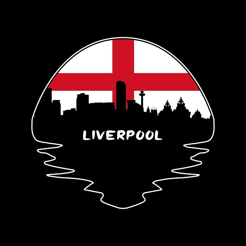 Liverpool Angleterre Drapeau Skyline Voyage Silhouette