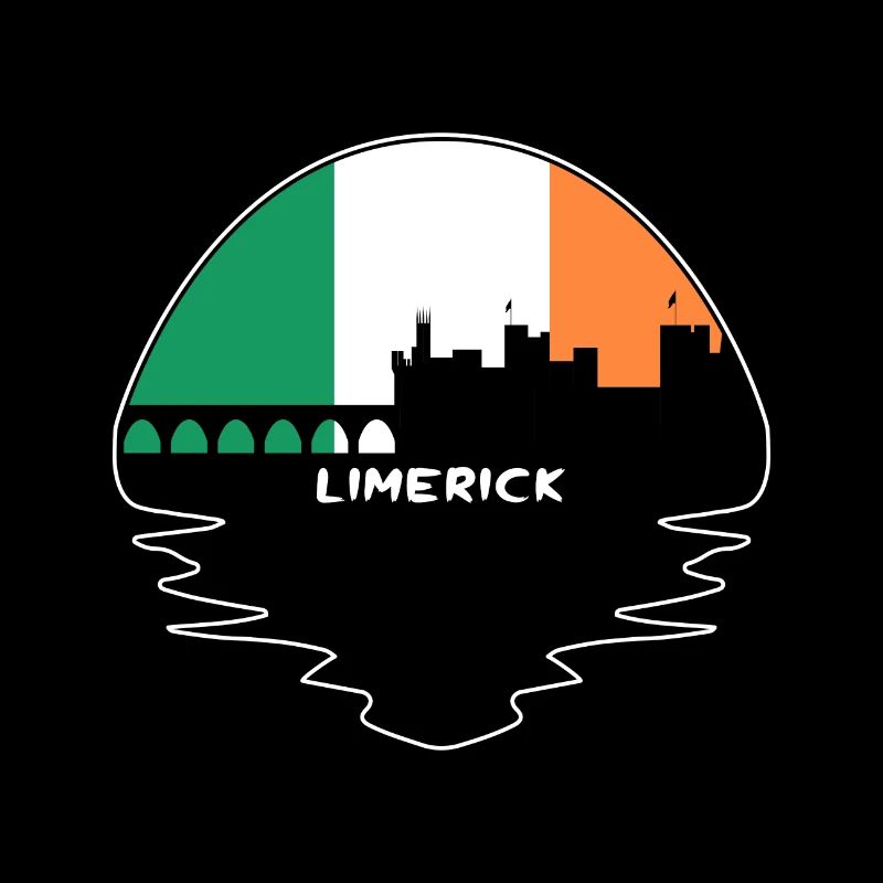 Limerick Irlande Drapeau Skyline Voyage Silhouette