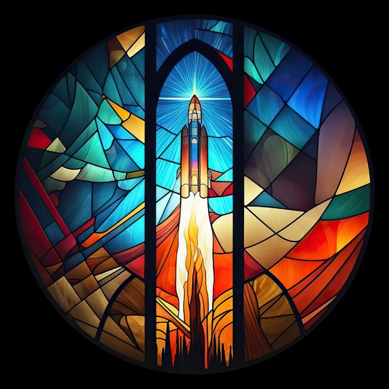 Rocket Space Rocket Launch Kirchenglass Buntglass