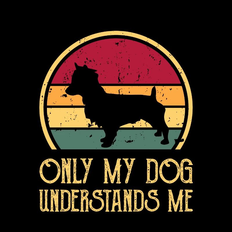 Australian Terrier Dog Silhouette Retro Sunset