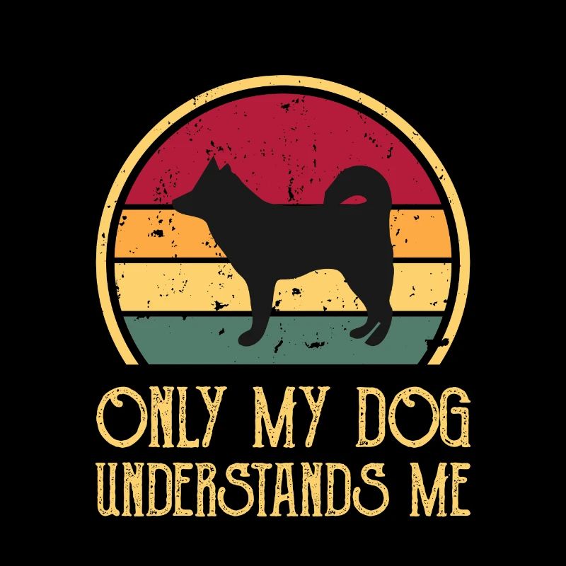 Alaskan Klee Kai Dog Lover Silhouette Retro Sunset