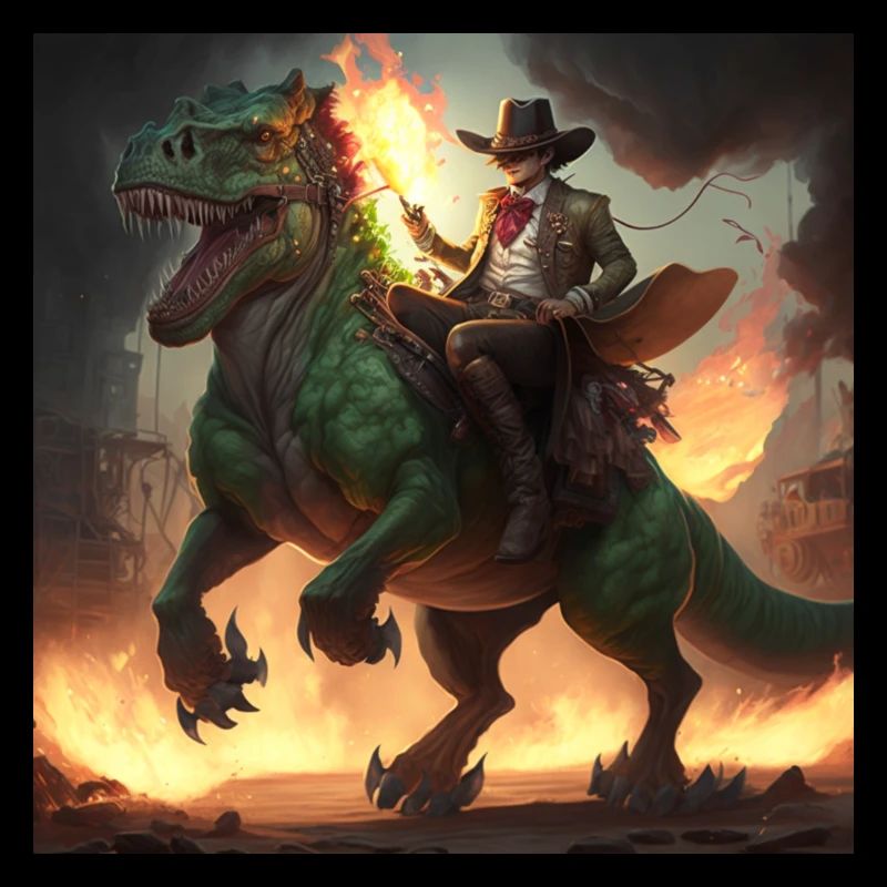 Cowboy riding T Rex