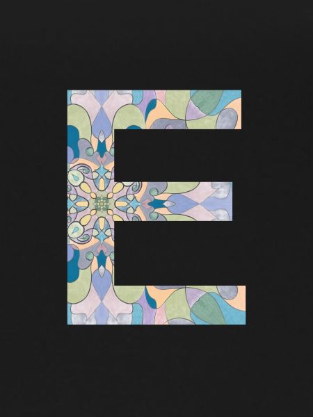 Letter E in mandala