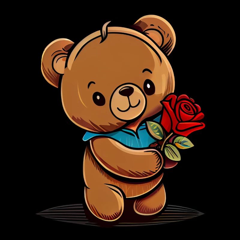 Ours en Peluche Mignon avec Rose - Saint-Valentin