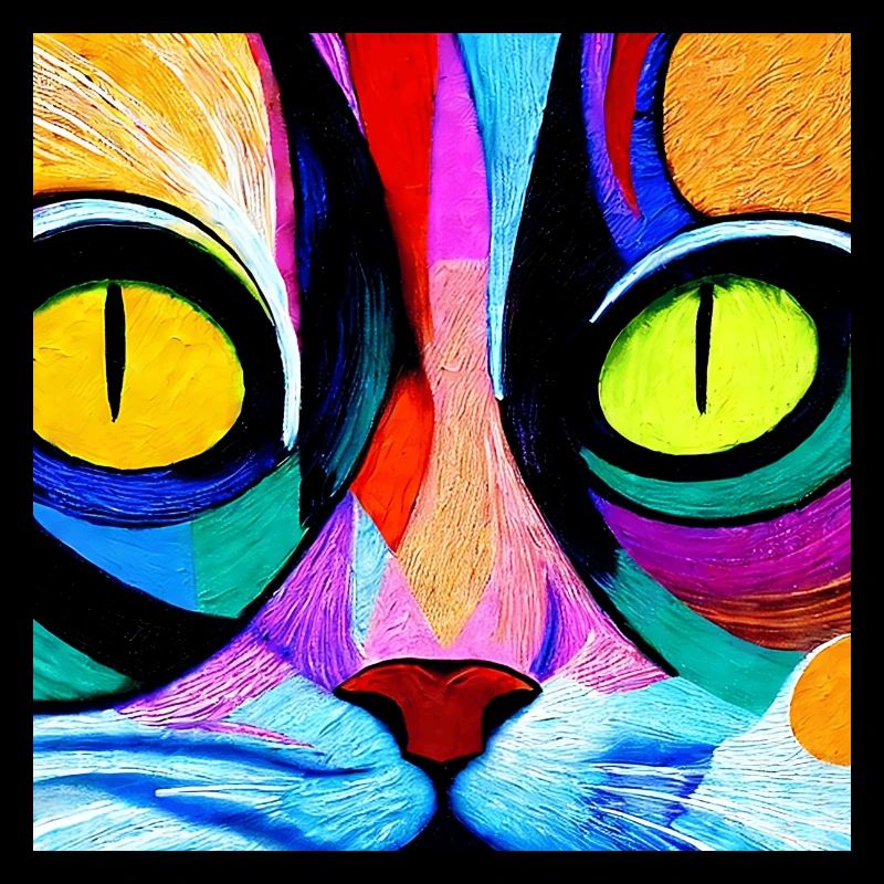 Colourful cat close up, abstract