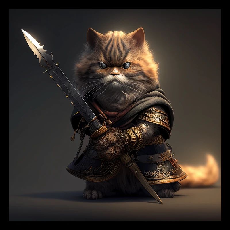Chat samouraï avec épée