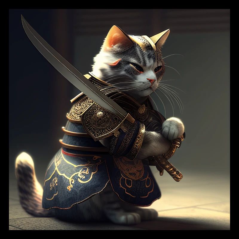 Cat Samurai with Sword