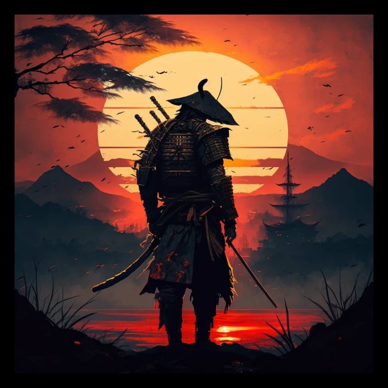 Samurai geht in den Sonnenaufgang Geschenk