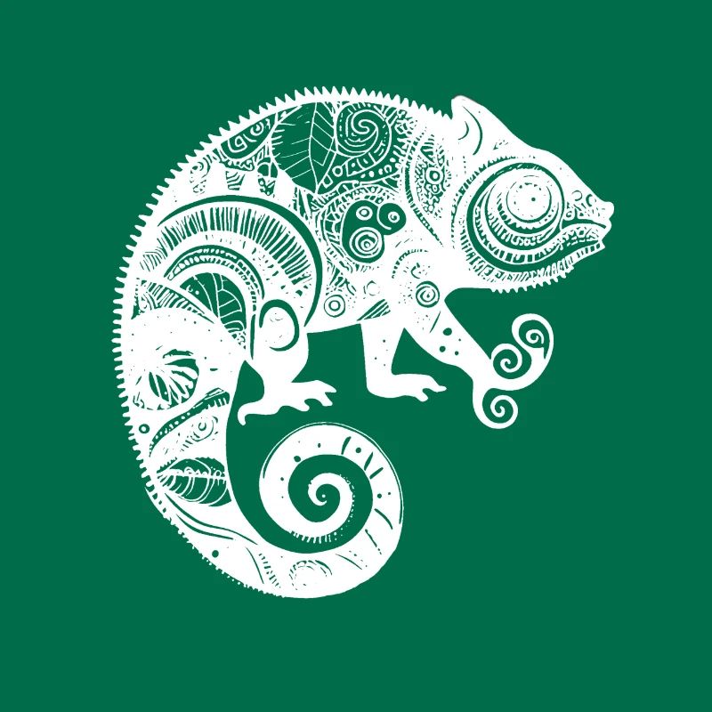 Chameleon with boho Aztec patterns