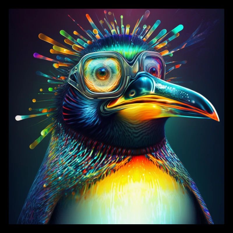 Farbiger Pinguin mit Brille, einzigartiges Design