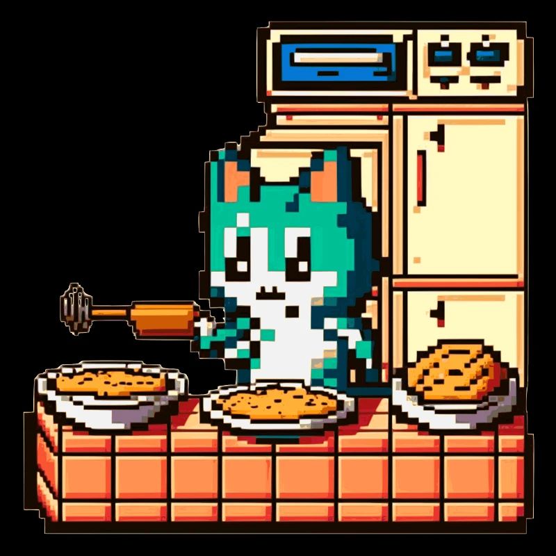 Le chat bouillant balance le mélangeur en 8 bits