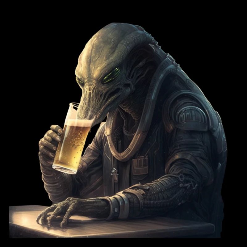 Alien mit Feierabendbier