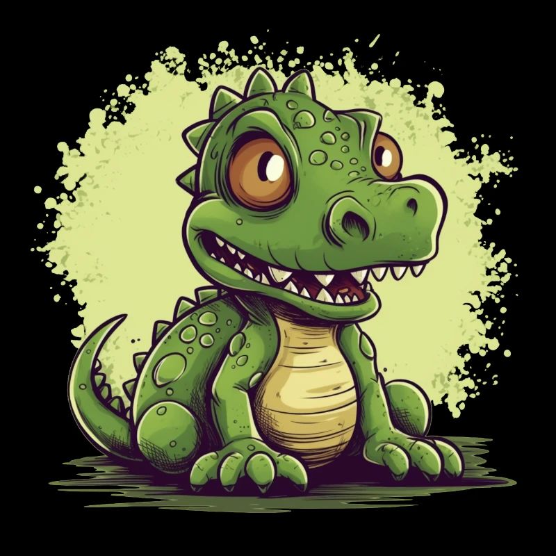 Dino mignon en vert, motif de dinosaure mignon