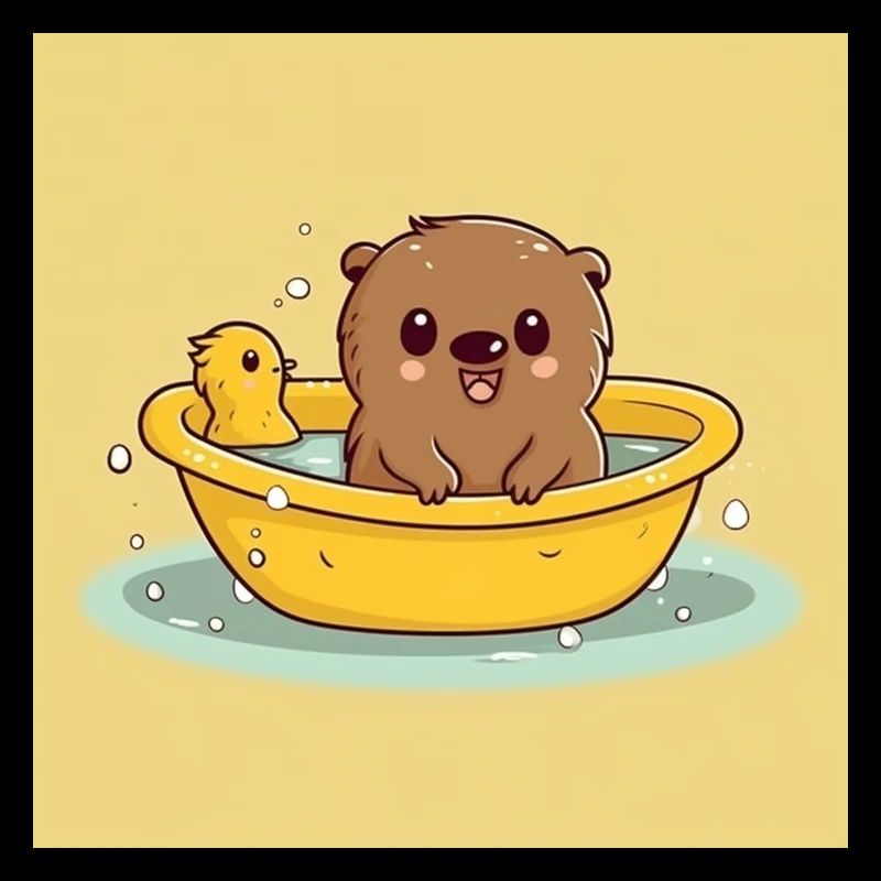 Mignon castor dans la baignoire avec des canetons Quitsche